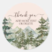 Rustic Watercolor Bos & Berg Dank je wel Ronde Sticker (Voorkant)