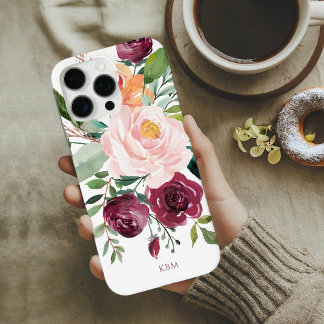 Rustic Watercolor Botanical with Monogram iPhone 16 Pro Max Hoesje