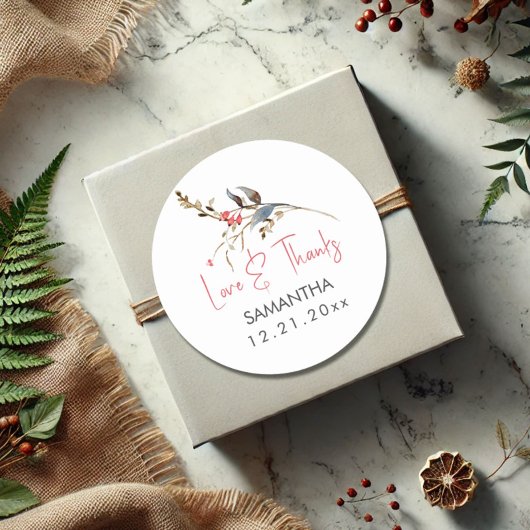 Rustic Watercolor Bruiloft Feest Bedankt Ronde Sticker