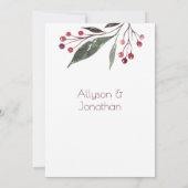 Rustic Watercolor Burgundy Roze Bloem Bruiloft | Kaart (Achterkant)