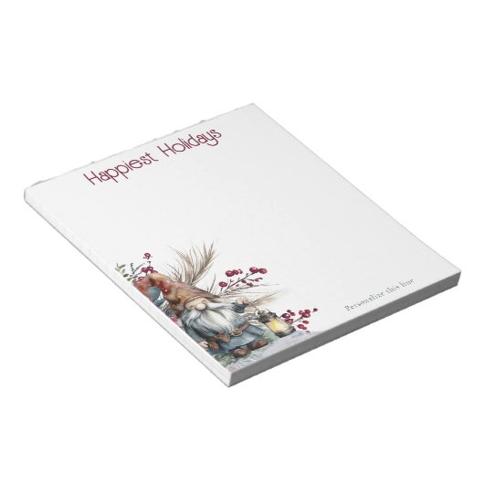 Rustic Watercolor Christmas Gnome Personalized Notitieblok (Schuin)