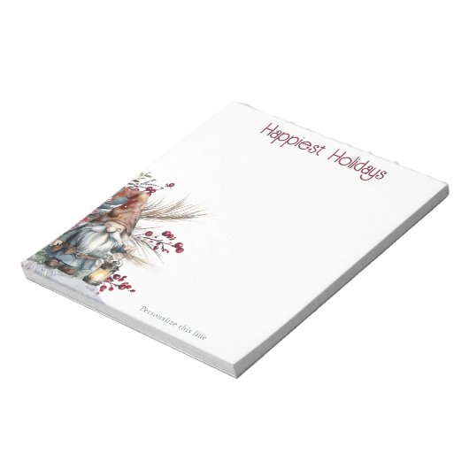 Rustic Watercolor Christmas Gnome Personalized Notitieblok (Linkerzijde)