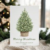 Rustic Watercolor Christmas Tree Non-Photo Feestdagenkaart