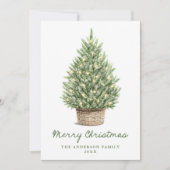 Rustic Watercolor Christmas Tree Non-Photo Feestdagenkaart (Voorkant)