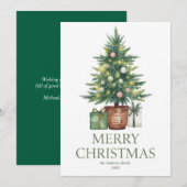 Rustic Watercolor Christmas Tree Non-Photo Feestdagenkaart (Voorkant / Achterkant)