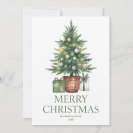 Rustic Watercolor Christmas Tree Non-Photo Feestdagenkaart