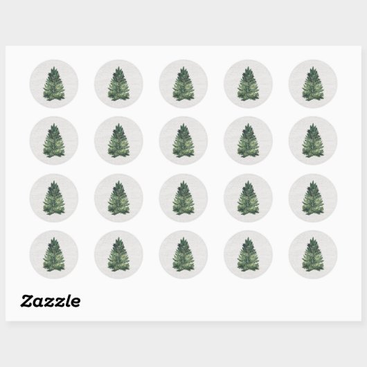 Rustic Watercolor Christmas Tree  Ronde Sticker (Vel)