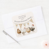 Rustic Watercolor Crest Farmhouse Vierkante Sticker (Envelop)