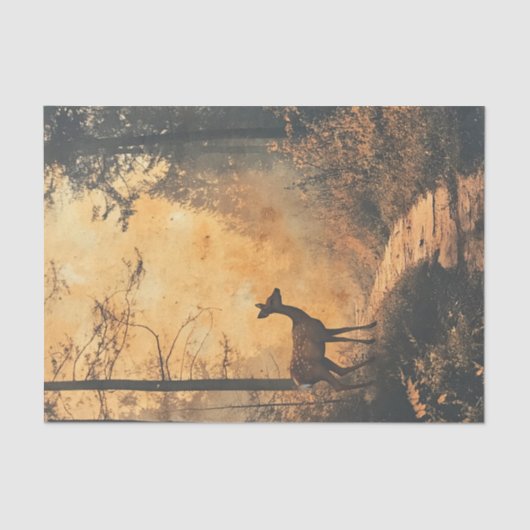 Rustic Watercolor Deer Doe on Forest Trail Tissuepapier (Voorkant)