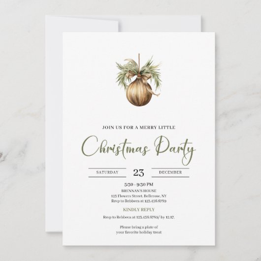 Rustic Watercolor Earthy Holiday Christmas Party  Kaart (Voorkant)
