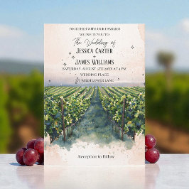 Rustic Watercolor Elegant Vineyard Wedding Kaart