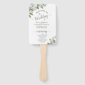 Rustic Watercolor Eucalyptus Boho Huwelijksprogram Handwaaier (Voorkant)