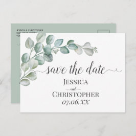 Rustic Watercolor Eucalyptus Greenery Wedding Aankondigingskaart