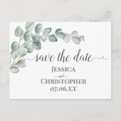 Rustic Watercolor Eucalyptus Greenery Wedding Aankondigingskaart (Voorkant)