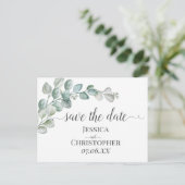 Rustic Watercolor Eucalyptus Greenery Wedding Aankondigingskaart (Staand voorkant)