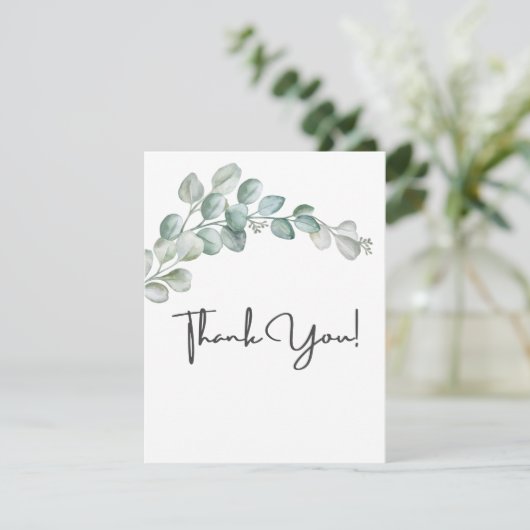 Rustic Watercolor Eucalyptus Greenery Wedding Bedankkaart (Staand voorkant)