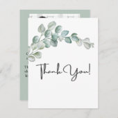 Rustic Watercolor Eucalyptus Greenery Wedding Bedankkaart (Voorkant / Achterkant)
