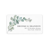 Rustic Watercolor Eucalyptus Greenery Wedding Etiket (Voorkant)