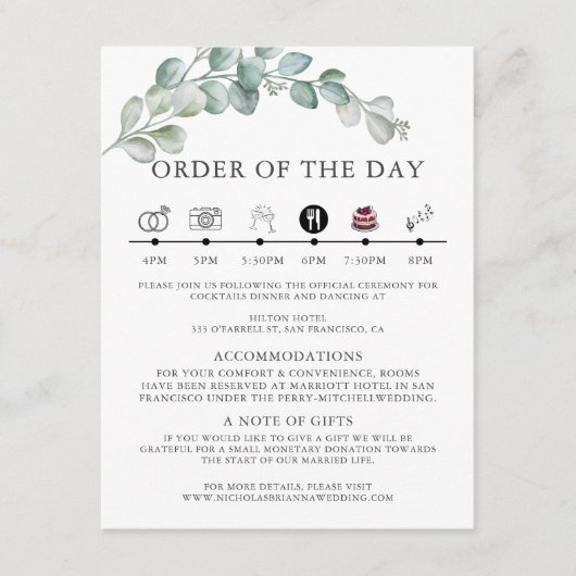 Rustic Watercolor Eucalyptus Greenery Wedding Informatiekaartje (Voorkant)