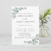 Rustic Watercolor Eucalyptus Greenery Wedding Kaart (Staand voorkant)