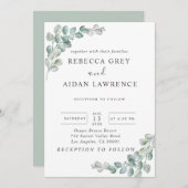 Rustic Watercolor Eucalyptus Greenery Wedding Kaart (Voorkant / Achterkant)