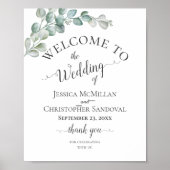 Rustic Watercolor Eucalyptus Greenery Wedding Poster (Voorkant)