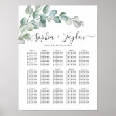 Rustic Watercolor Eucalyptus Greenery Wedding Poster (Voorkant)