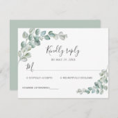 Rustic Watercolor Eucalyptus Greenery Wedding RSVP Kaartje (Voorkant / Achterkant)
