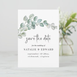 Rustic Watercolor Eucalyptus Greenery Wedding Save The Date