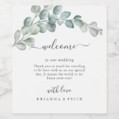 Rustic Watercolor Eucalyptus Greenery Wedding Wijn Etiket (Enkel label)