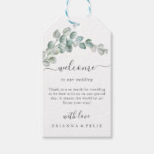 Rustic Watercolor Eucalyptus Groene Huwelijk Cadeaulabel (Voorkant)