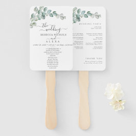 Rustic Watercolor Eucalyptus Groene Huwelijk Handwaaier