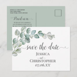 Rustic Watercolor Eucalyptus Groene Huwelijksdecor Aankondigingskaart