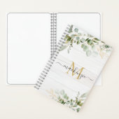 Rustic Watercolor Eucalyptus Monogram Notitieboek (Binnen)