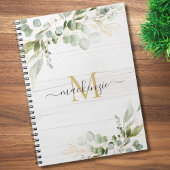 Rustic Watercolor Eucalyptus Monogram Notitieboek
