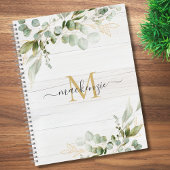 Rustic Watercolor Eucalyptus Monogram Notitieboek