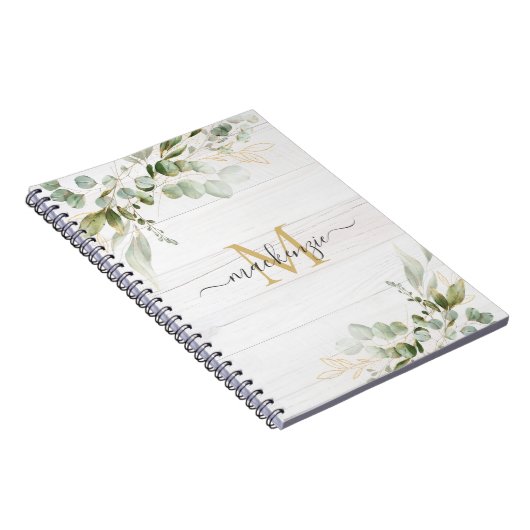 Rustic Watercolor Eucalyptus Monogram Notitieboek (Rechterzijde)
