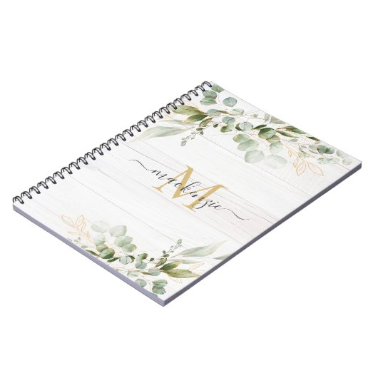 Rustic Watercolor Eucalyptus Monogram Notitieboek (Linkerzijde)