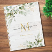 Rustic Watercolor Eucalyptus Monogram Planner