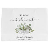 Rustic Watercolor Eucalyptus Wedding Bridesmaid Groot Cadeauzakje (Achterkant)
