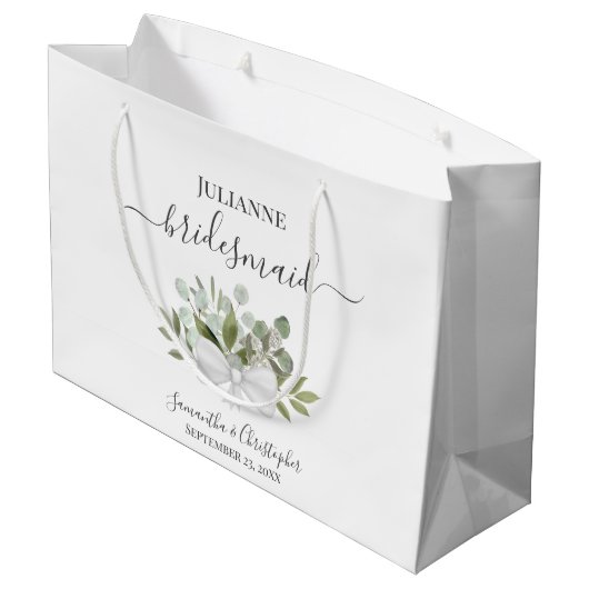 Rustic Watercolor Eucalyptus Wedding Bridesmaid Groot Cadeauzakje (Achterkant Gekanteld)