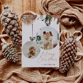 Rustic Watercolor Family Photo Christmas Feestdagenkaart
