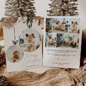 Rustic Watercolor Family Photo Christmas Feestdagenkaart
