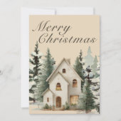 Rustic Watercolor Farmhouse Christmas Photo Feestdagenkaart (Voorkant)