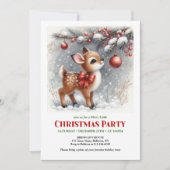 Rustic watercolor fawn snowy forest serene scene  kaart (Voorkant)