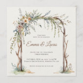 Rustic Watercolor Floral Arch Wedding Invitation Kaart (Voorkant)