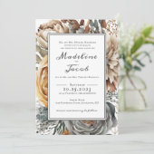 RUSTIC WATERCOLOR FLORAL BORDER SCRIPT WEDDING  KAART (Staand voorkant)