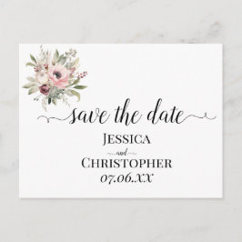 rustic watercolor floral bouquet aankondigingskaart