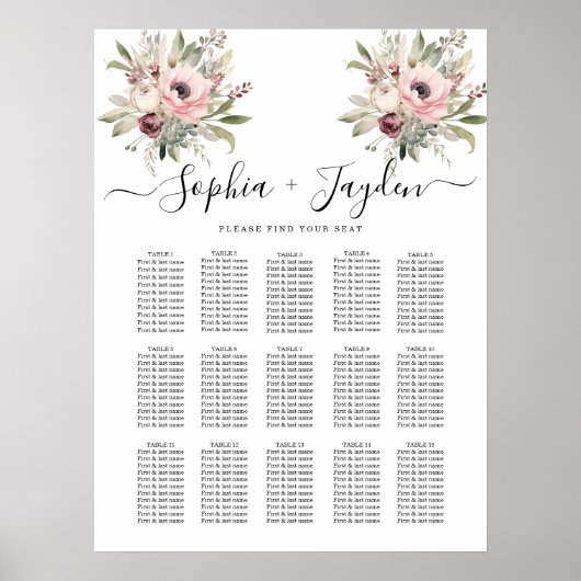 rustic watercolor floral bouquet poster (Voorkant)
