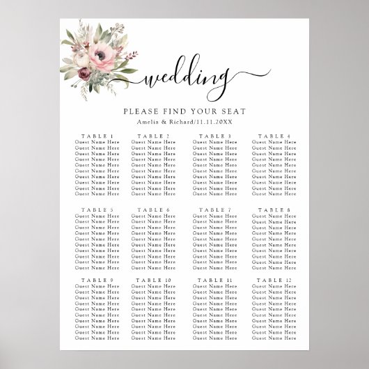rustic watercolor floral bouquet poster (Voorkant)